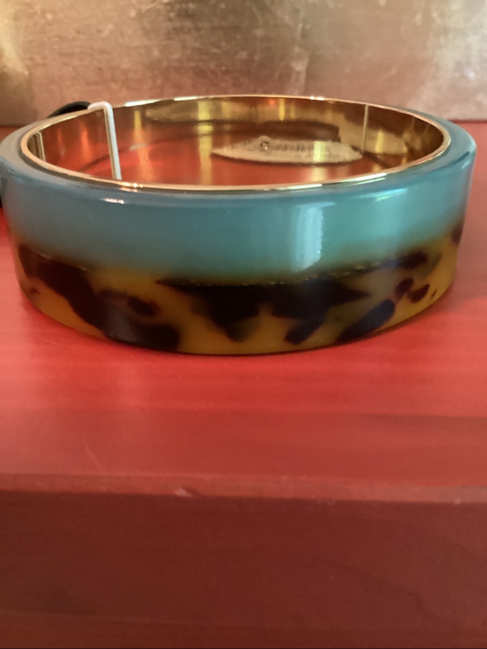 J. Crew Blue Green Tortoiseshell Resin Bangle Bracelet
